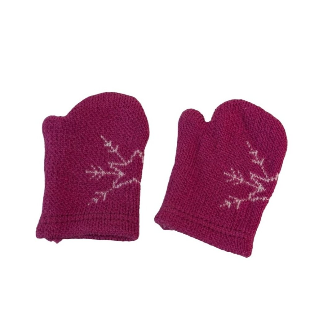 American Girl Pink Snowflake Mittens Winter Knit Gloves Hard to Find‎